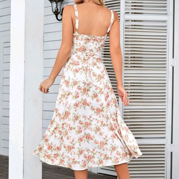 Gorgeous pink floral milk made dress. - Picture 3 of 6